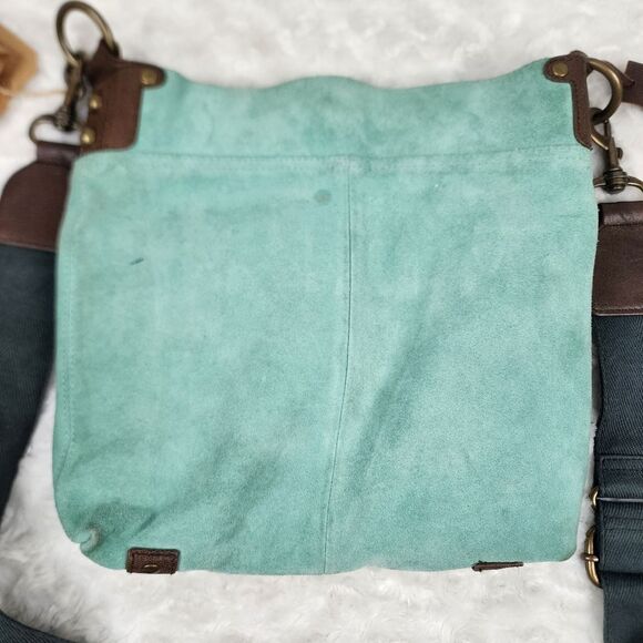 Mo & Co Joan Spearmint Suede Crossbody Bag Purse - Picture 9 of 11